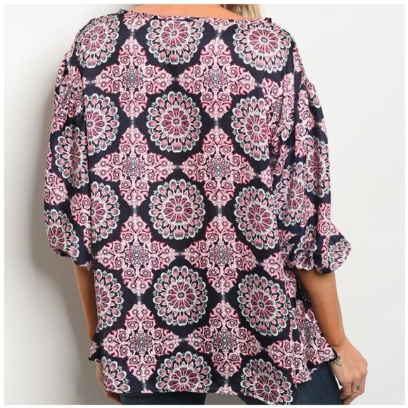 Super Soft NAVY FUCHSIA TOP - Picture 3 of 3